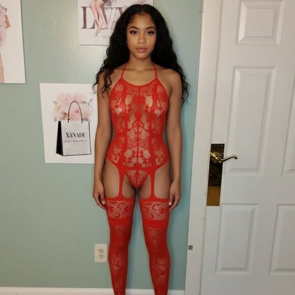 Body Stocking Sheer Mesh Open Crotch Lingerie - Picture 1 of 7